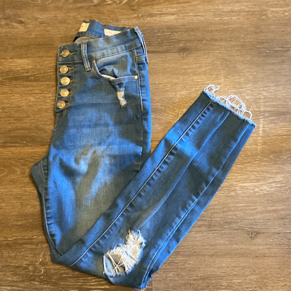Pacsun Medium Wash High Rise Button Fly Ankle Jeggings Size 24
